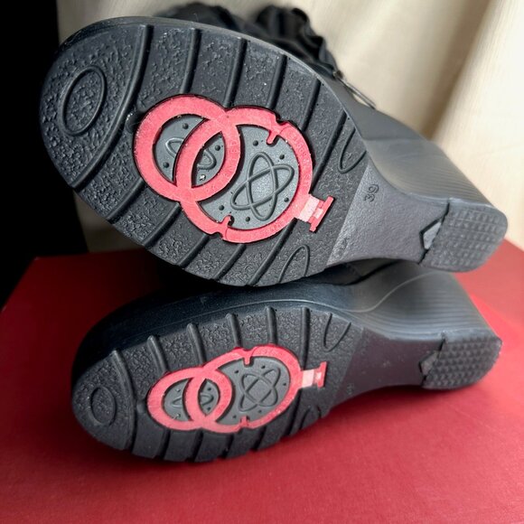 OLANG Venere made Republic Czech lace & zipper Wedge Black Boots 8.5 M - Picture 5 of 9